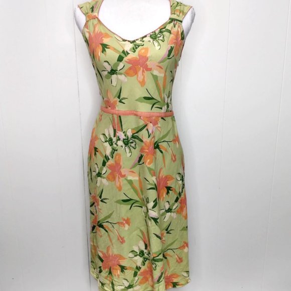 Adrianna Papell Dresses & Skirts - Adrianna Papell Womens 6 Linen Blend Keyhole Back